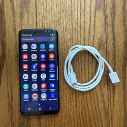  Samsung Phone Galaxy S8 Black 64GB/Unlocked/Works on any SIM card/USB-C Charging Cable