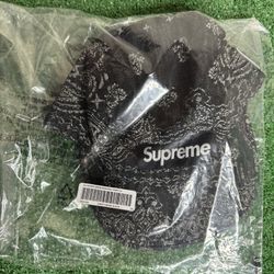 Supreme Bandana Jacquard Denim Camp Cap Black 