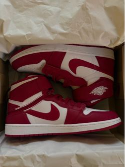 Jordan• 1 Hi Flyease in Cardinal Red and White