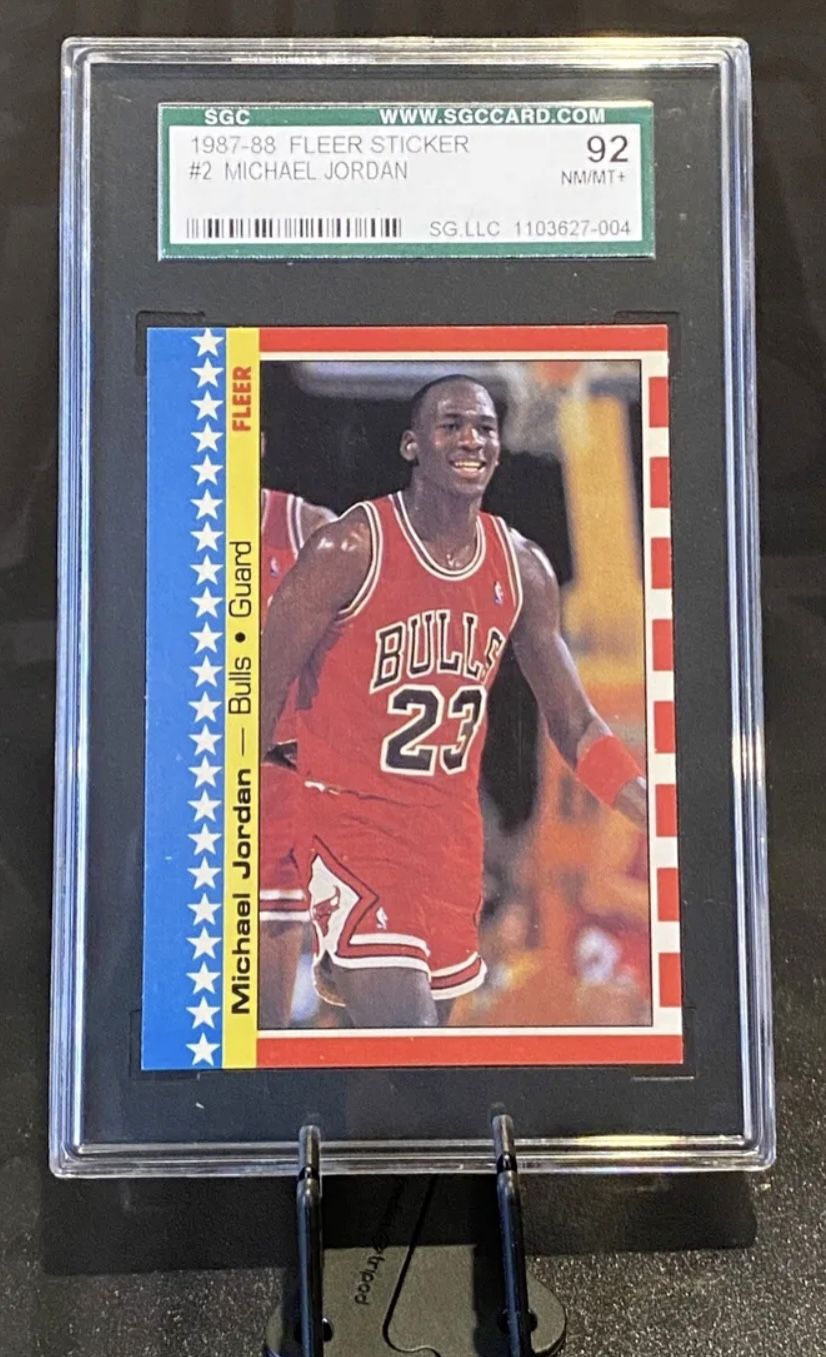 1987-88 Fleer Sticker Basketball #2 Michael Jordan SGC 9.2/PSA 10? Regrade! Great coloring! Great centering!! A must for the top collectors!!! 