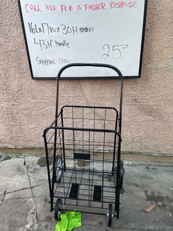 Black Folding Shopping Cart with Wheels