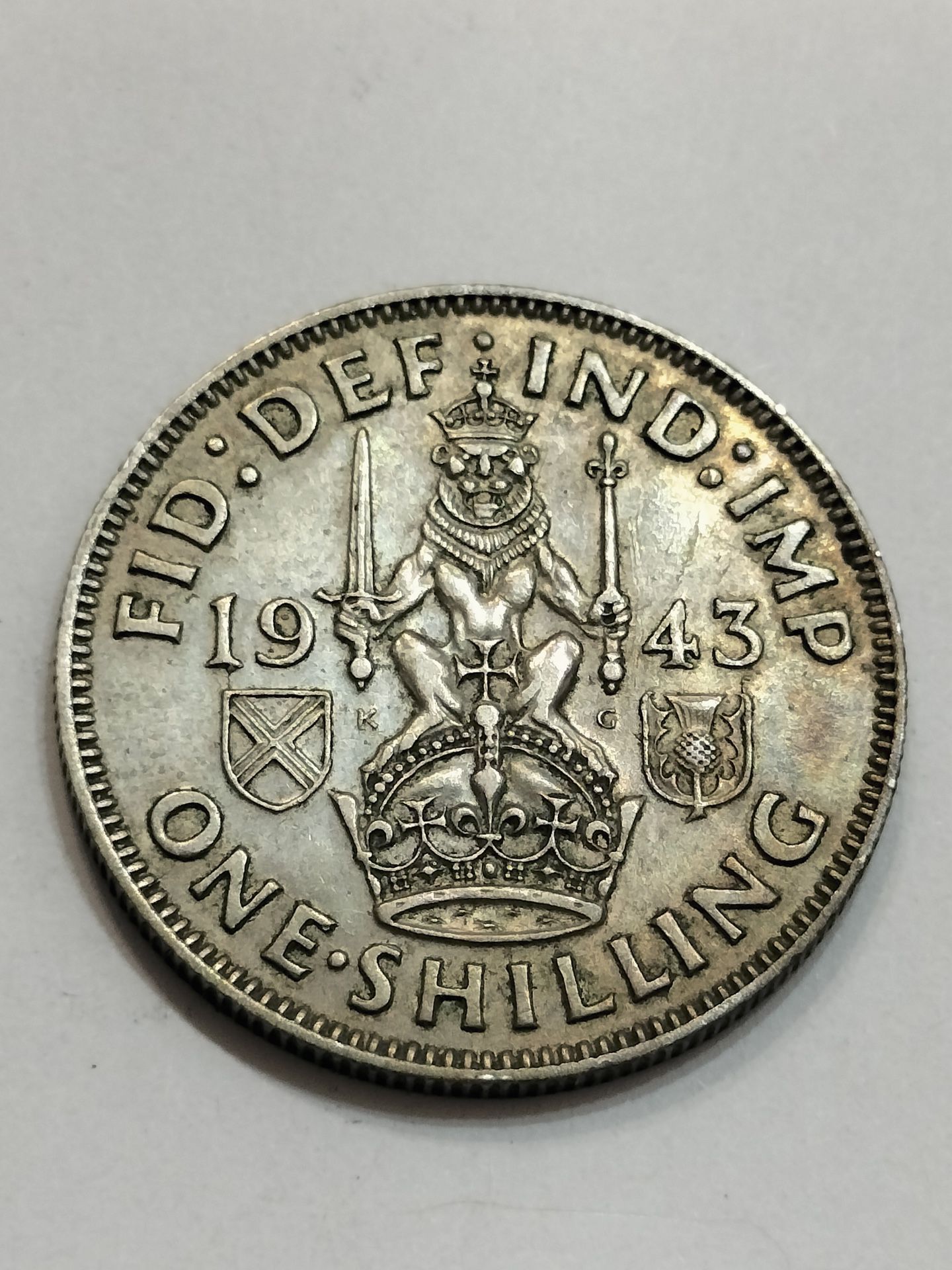 1943 One Shilling Silver Old Coin