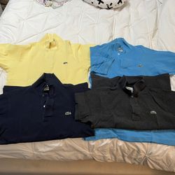 4 Short Sleeve Lacoste Shirts Size 3, Size Small Lot