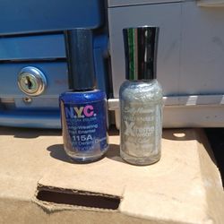 NYC Color Blue Denim & Sally Hansen Silver Glitter