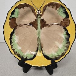 Vintage Hancock's Butterfly Plate Hand Painted England Ivory Ware
