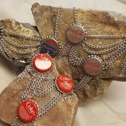 18 Inch Silver Coke Bottle Cap Necklace