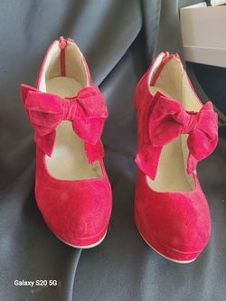 Red platform heels size 6