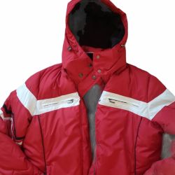 SJB Active Red White Insulated Winter Snow Ski Hooded Jacket  Size M