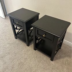 Brand new! Solid wood black nightstands end tables set of two size: 16.5x14 h:22”