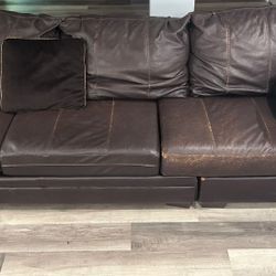 Leather Sofa Set + Ottoman