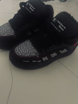Chunk Bone for Watson Black Rhinestone Sneakers