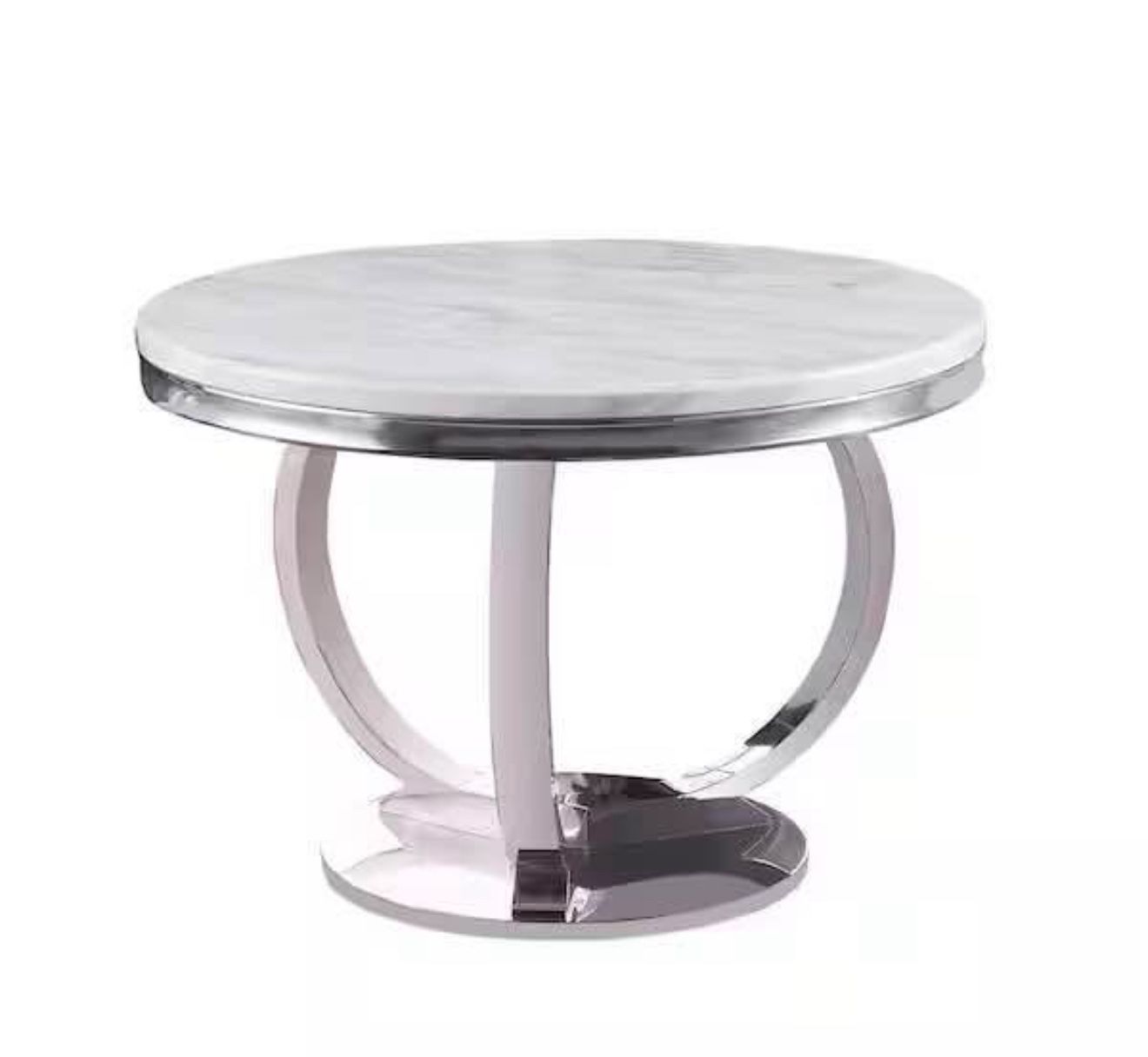 Lexington 43.5 in. L Round White Faux Marble Dining Table (Seats 4)