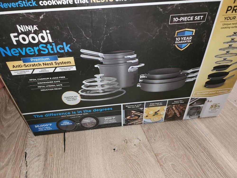 NEW - Ninja C39500 Foodi NeverStick Premium 10 Piece Cookware Pots & Pans Set