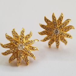 Earrings Gold Plated Sterling And Cz.