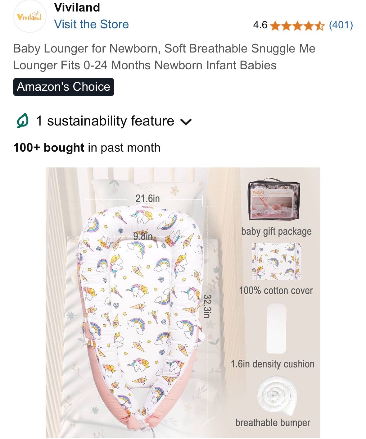 Baby Lounger for Newborn, Soft Breathable Snuggle Me Lounger Fits 0-24 Months