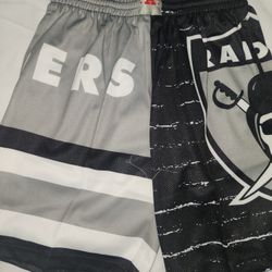 Men's Black Oakland Raiders Gridiron Classics Jumbotron shorts size Medium
