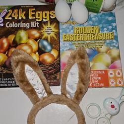 Easter eggs 2 egg coloring kits and bunny ears