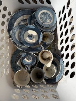 Blue and White Transferware Dinnerware Set
