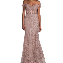 Pink Elegant Mermaid Tail Style Lace Dress