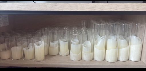 14 candles + glass vase candle holders