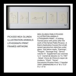Picasso Animal Lithographs Framed by IKEA   $100
