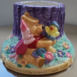 Vintage Disney Winnie The Pooh FTD Ceramic Welcome Little Friend Planter Vase Decor