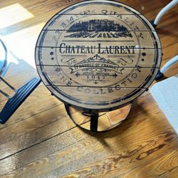 Two Vintage Side Tables- Iron And Wood 