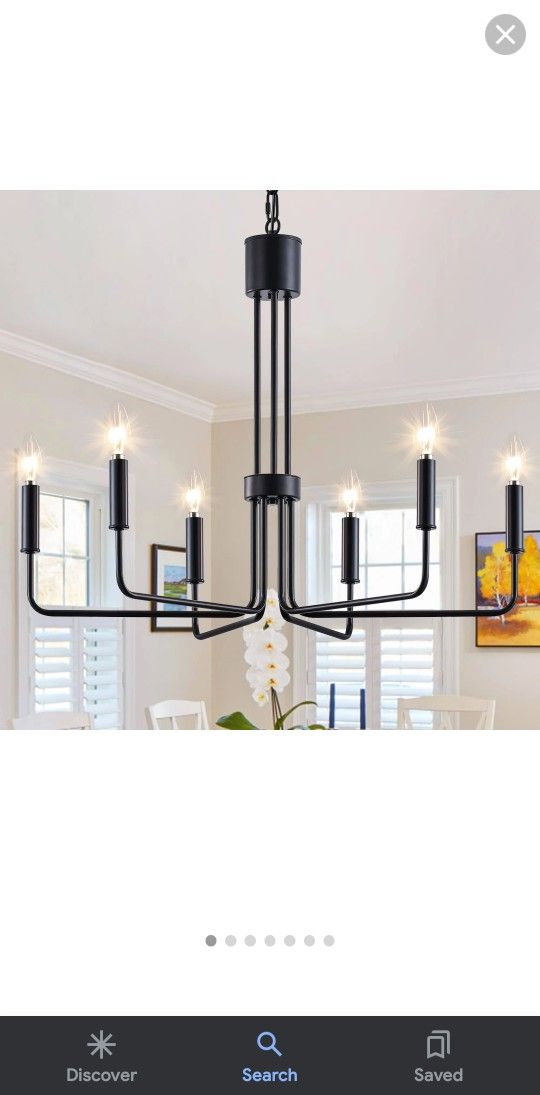 6 light matte black mid century modern candle Chandelier