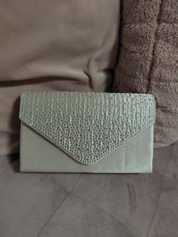 Pearl/goldish Rhinestone Clutch With Strap