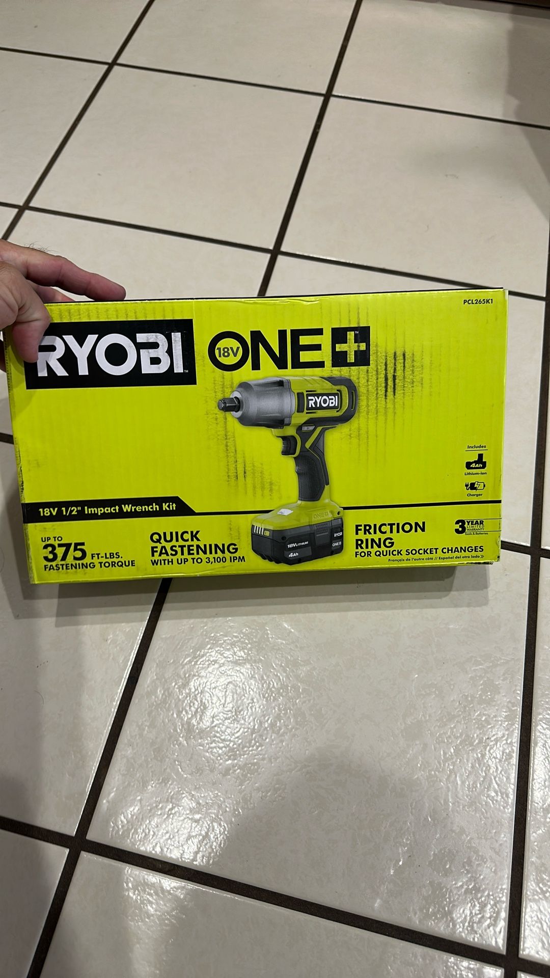 Ryobi Impact Wrench And Battery Kit