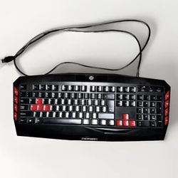 CyberPowerPC Multimedia Gaming Keyboard Wired USB Black/Red Tested Works Cord