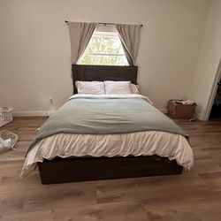 Real Wood Gray Bed Frame 