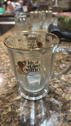 6 Bar glasses w/ 22karat gold rim and logo