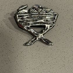 Vintage Silver Tone Baby Jesus Pin