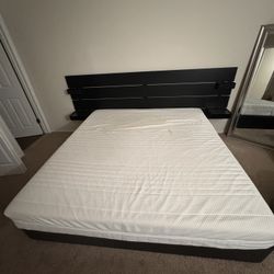 NORDLI Bed frame with storage and mattress, with headboard anthracite/Valevåg firm, King