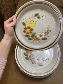 Antique Floral large plates set of 8