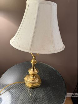 Brass Table Lamp with Shade 27” VINTAGE BRASS LAMP WORKING
