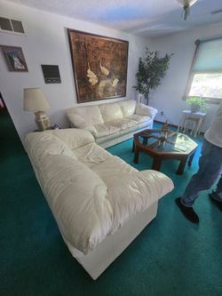 White leather couches