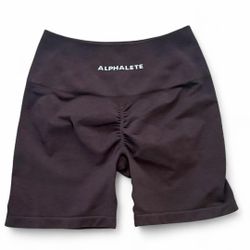 Alphalete Amplify seamless brown high rise scrunch shorts
