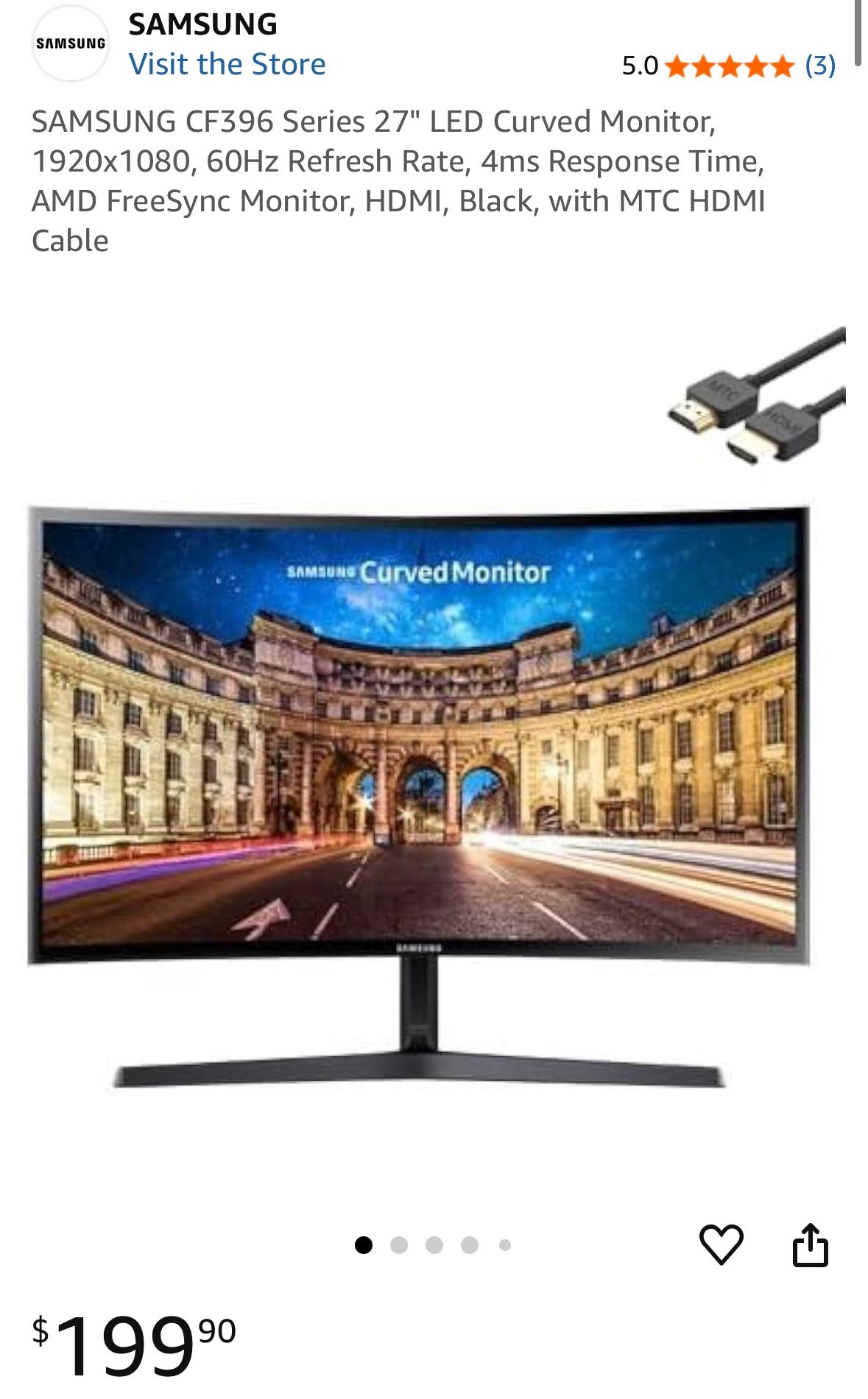 New Samsung 27” Curved Monitor Cf396