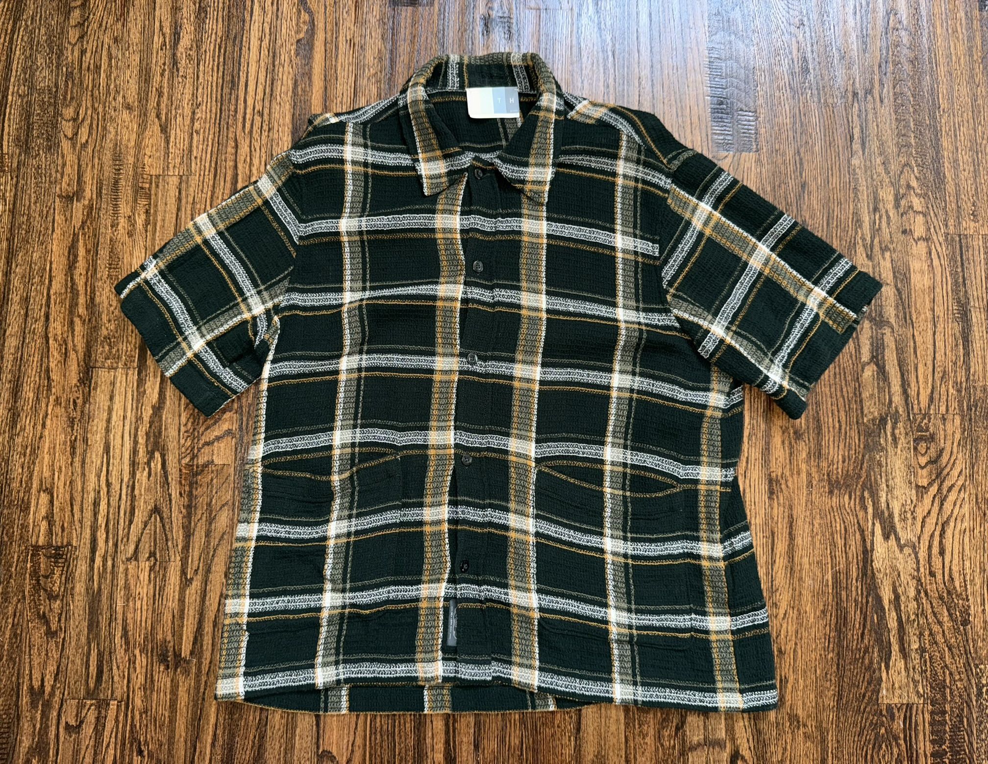 Kith Shadow Boxy Plaid Summer Knit Shirt SS23 “Stadium” Green Size Large