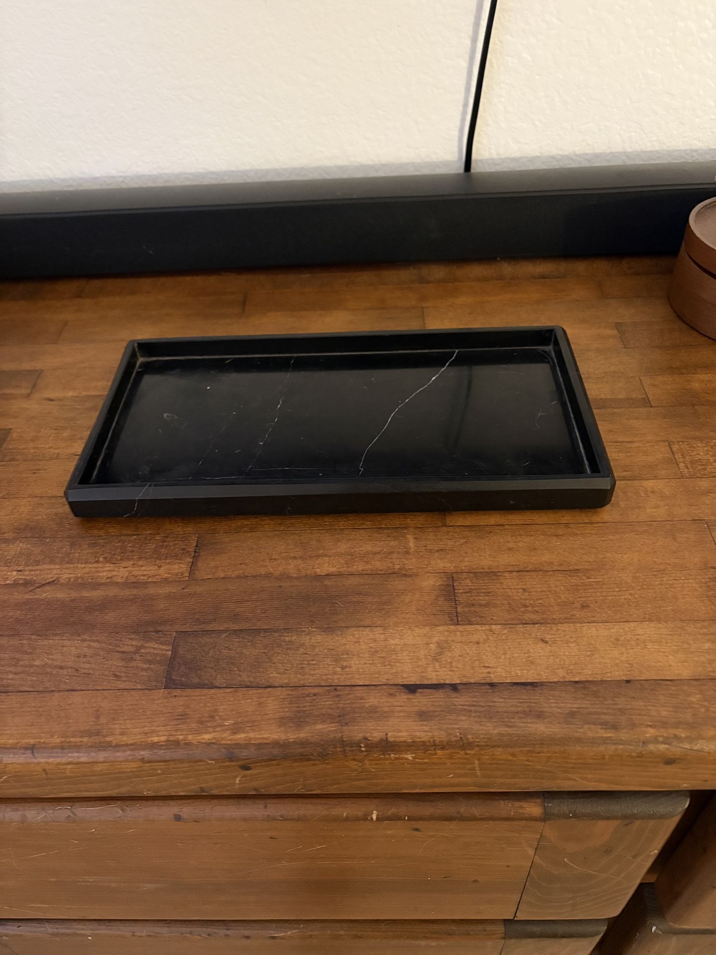 Genuine Natural Black Marble Stone Rectangular Tray