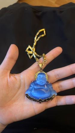 Blue Buddha Pendant Gold Chain Necklace