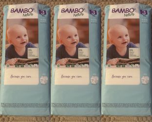 New Bambo Nature Hypoallergenic Baby Diapers Size 3 (9-18 lbs) - 156 Count