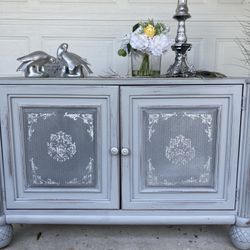 Grey Silver Tv Stand Media  Center Cabinet …