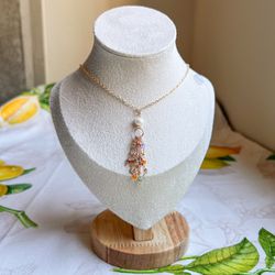 Boho Tassel Necklace, Colorful Bohemian Mini Hoop Waterfall Pearl Fun Necklace
