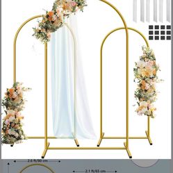 Metal Arch Backdrop Stand Set of 3, 6FT, 5FT, 4FT Party Arch Stands for Wedding, Birthday, Baby Shower, Bridal Shower - Balloon Arched Frame for Garde