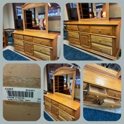 Dakota Pine Triple Dresser with Mirror – $129.99