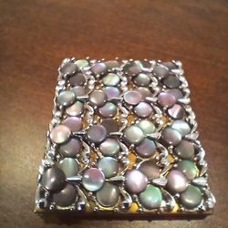 Marhill Vintage Mother-of-Pearl Powder Compact and Mirror