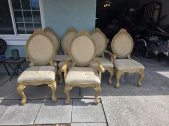 Elegant upholstered dinning set 6 chairs